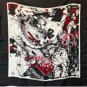 Elegant Black and Red Silk Scarf